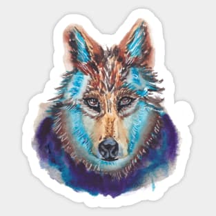 Wolf Watercolor Hand Drawn Sticker